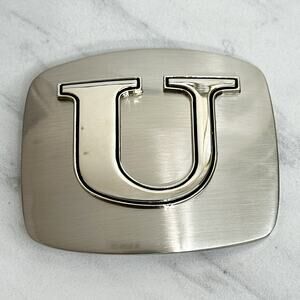Letter U Initial Monogram Silver Tone Belt Buckle ✨